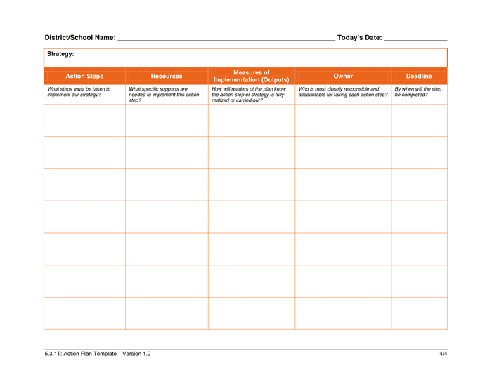 Action Plan Template in Word and Pdf formats - page 4 of 4