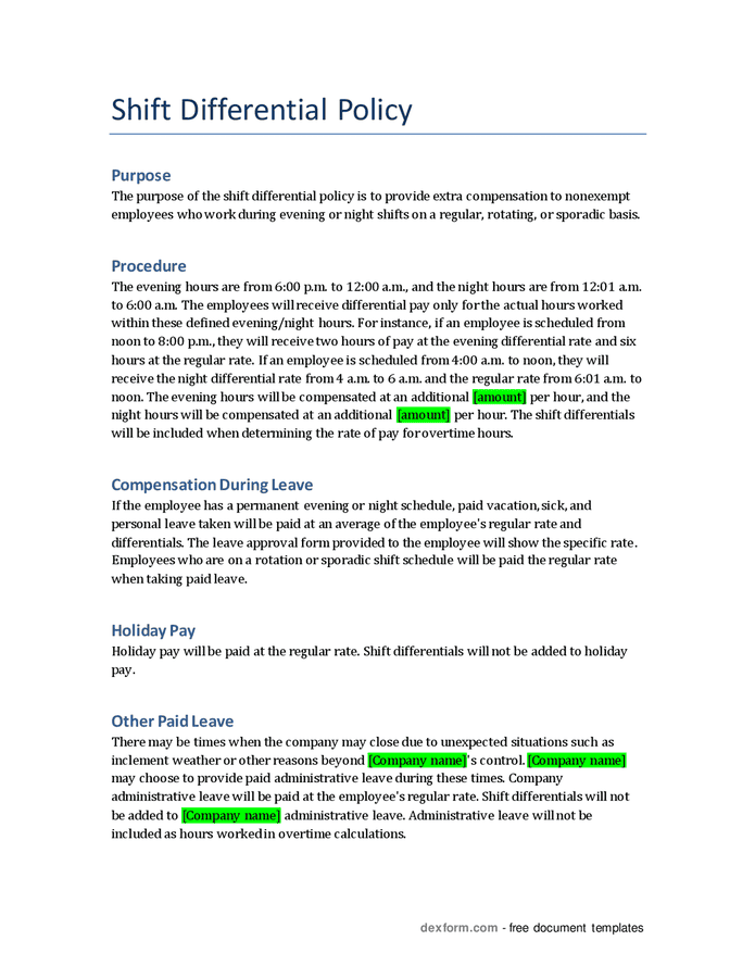 shift-differential-policy-in-word-and-pdf-formats