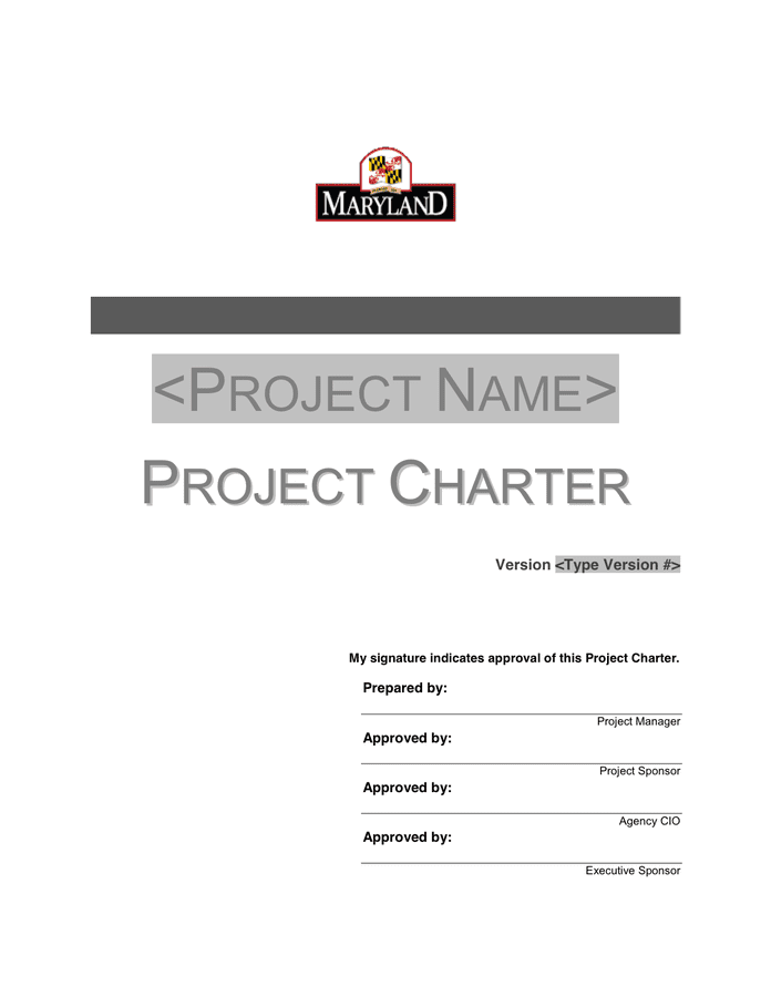 Project Management Charter in Word and Pdf formats