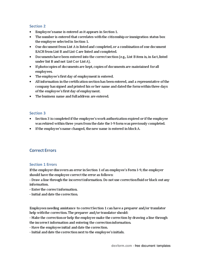 Checklist for I-9 audit in Word and Pdf formats - page 2 of 3