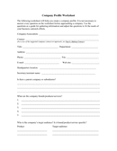 Company Profile Worksheet page 1 preview