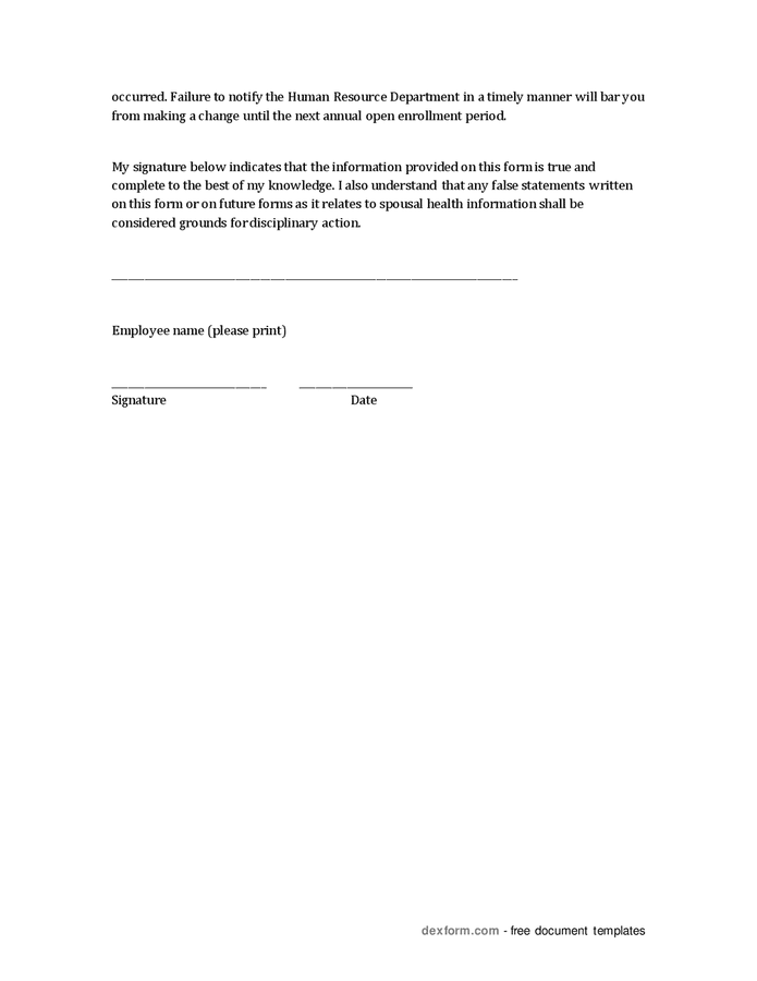 Spousal surcharge acknowledgement in Word and Pdf formats - page 2 of 2