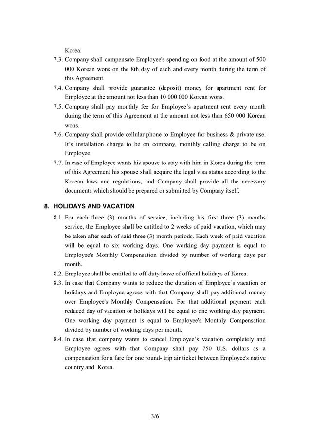 Employment Agreement in Word and Pdf formats - page 3 of 5