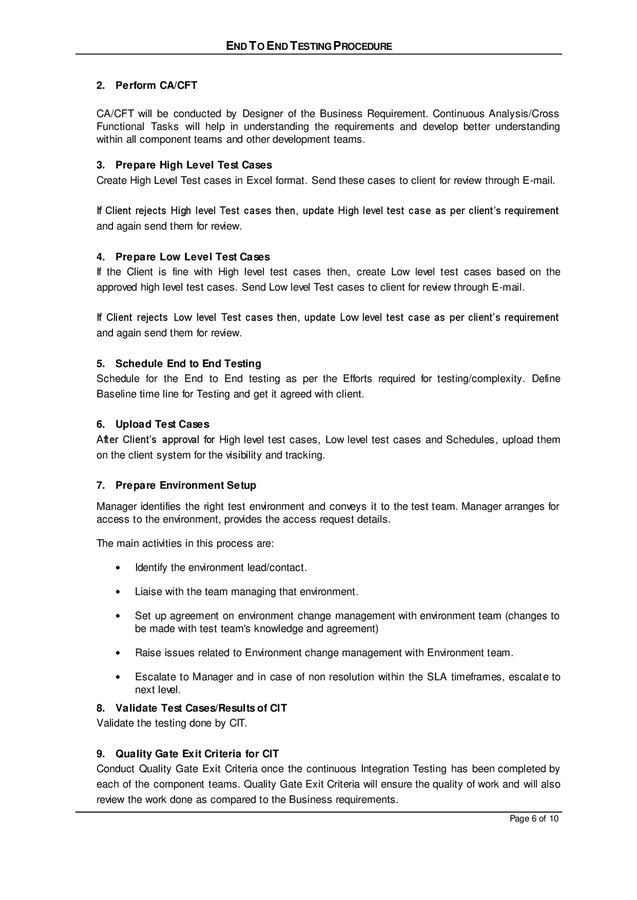 End to end testing procedure in Word and Pdf formats - page 6 of 10