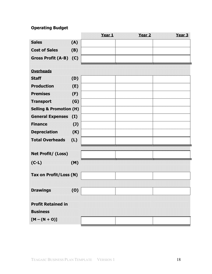 Teagasc business plan template in Word and Pdf formats - page 18 of 20