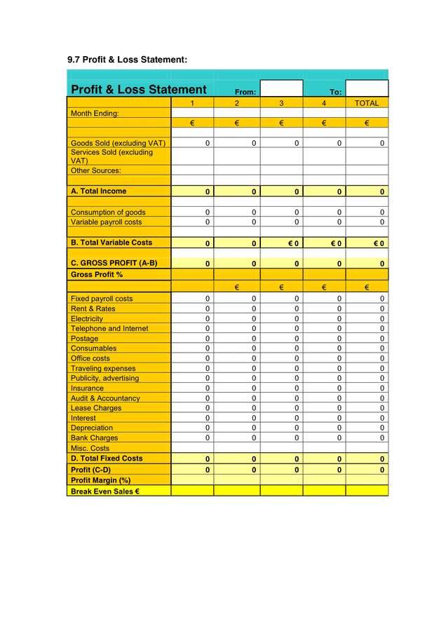 Profit Plan Example Business plan in Word and Pdf formats - page 16 of 18