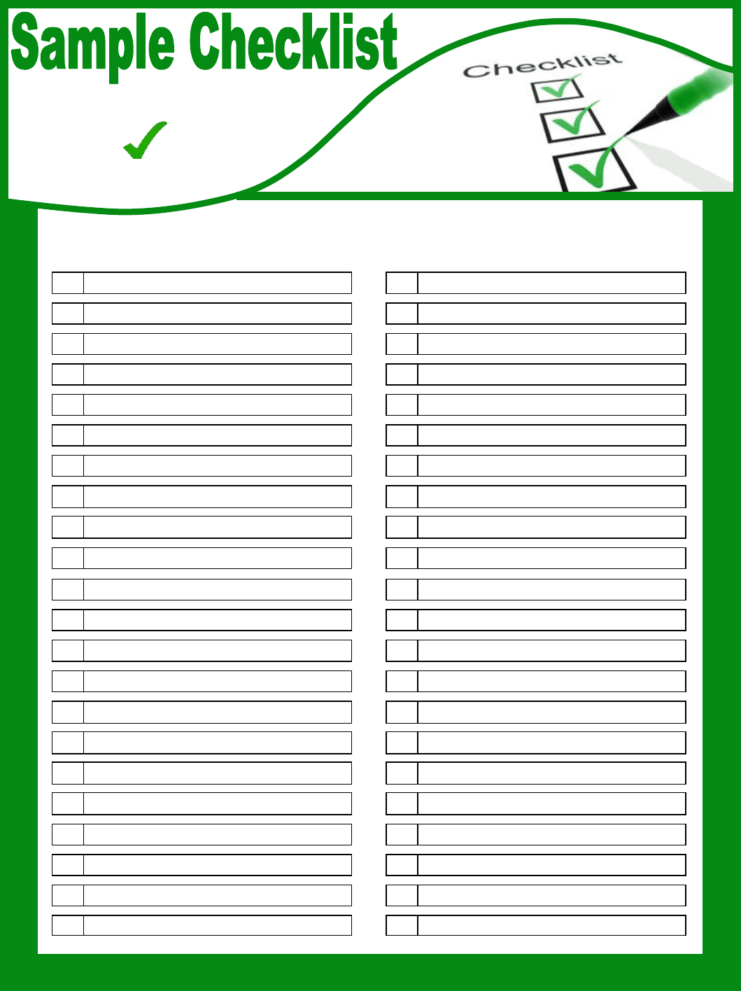 Sample checklist in Word and Pdf formats