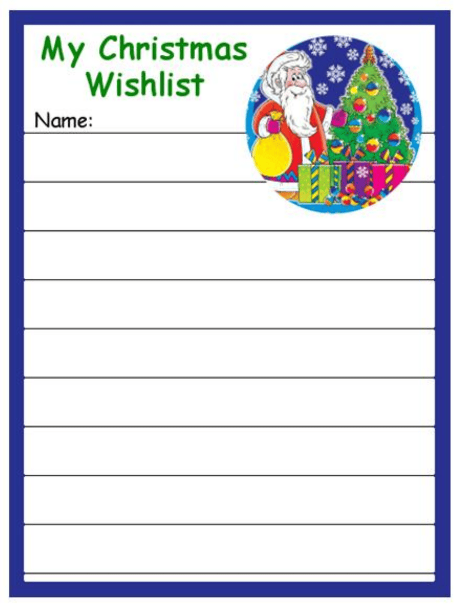 Christmas wish list template in Word and Pdf formats