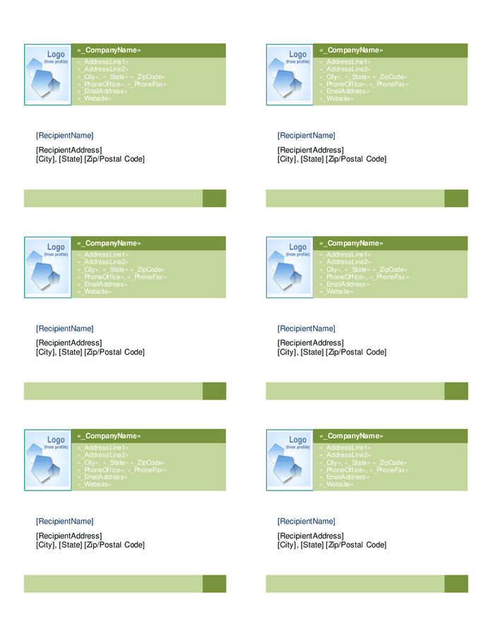 Address label template in Word and Pdf formats