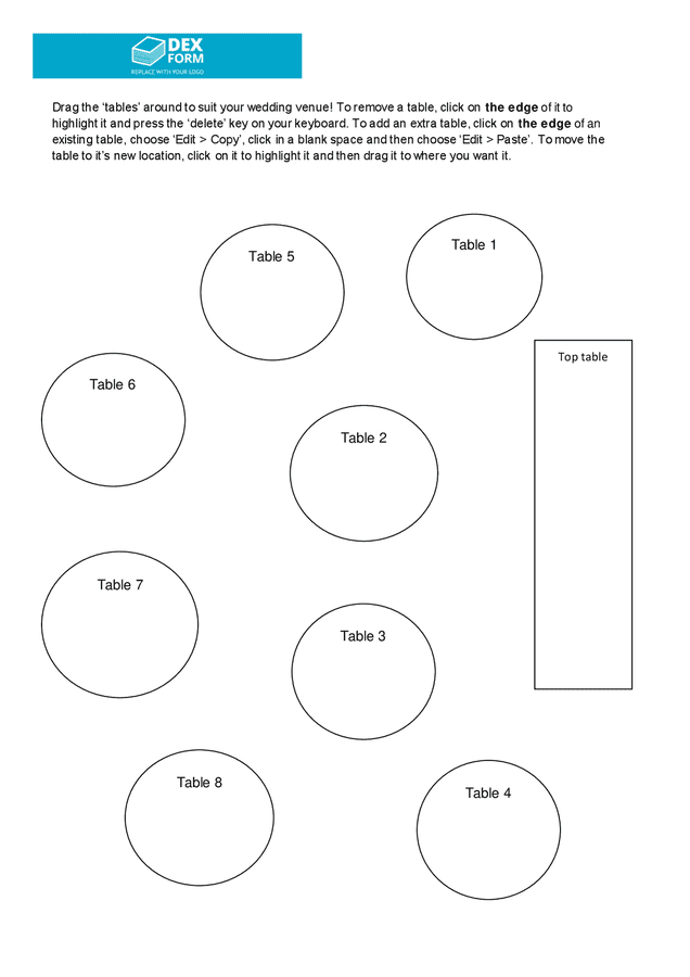 Seating chart template in Word and Pdf formats