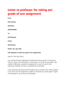 Letter to professor for taking out grade of one assignment page 1 preview