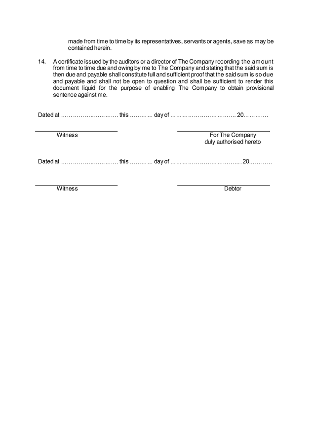 Acknowledgement of debt in Word and Pdf formats - page 3 of 3