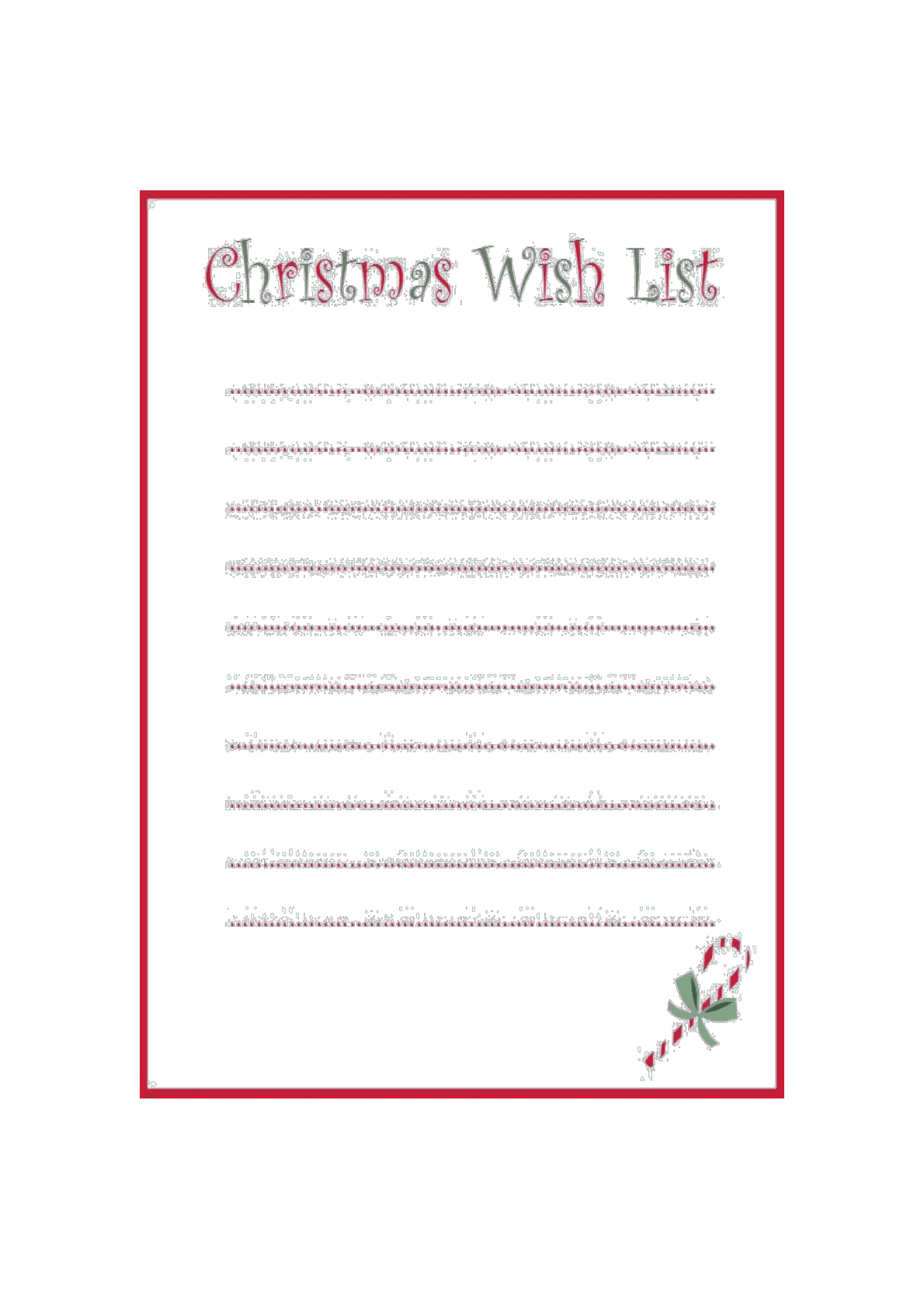 Christmas wish list template in Word and Pdf formats