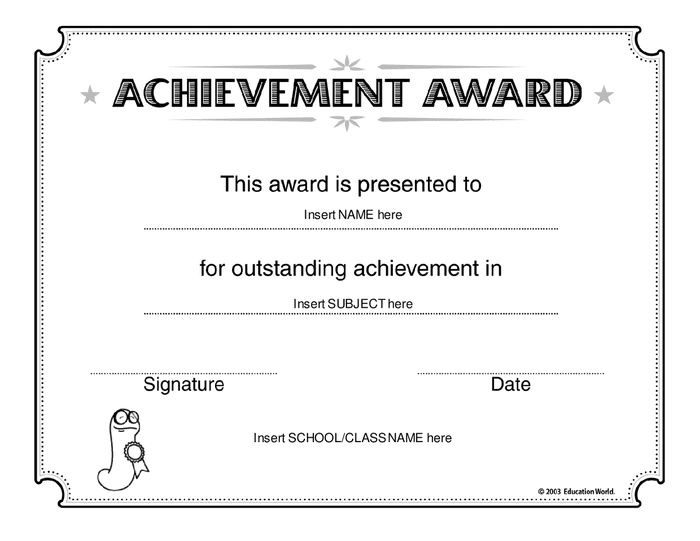 Certificate of achievement in Word and Pdf formats