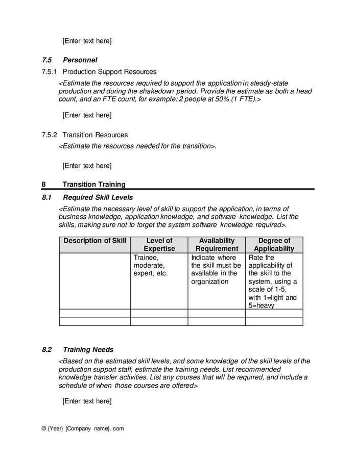 Transition plan template in Word and Pdf formats - page 9 of 11
