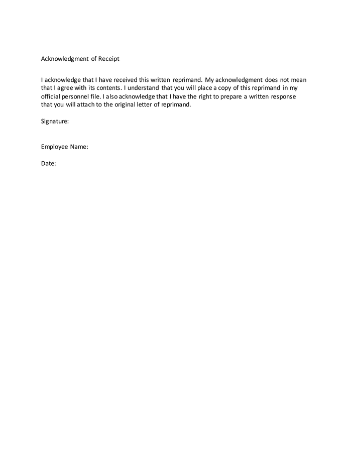 Sample letter of reprimand in Word and Pdf formats - page 4 of 4