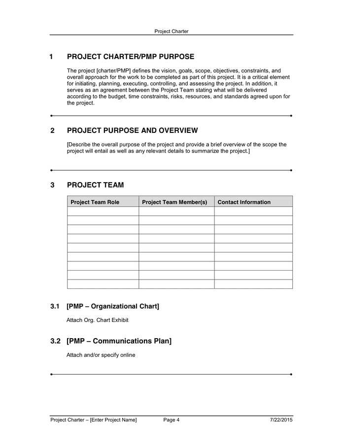Project Charter in Word and Pdf formats - page 4 of 9