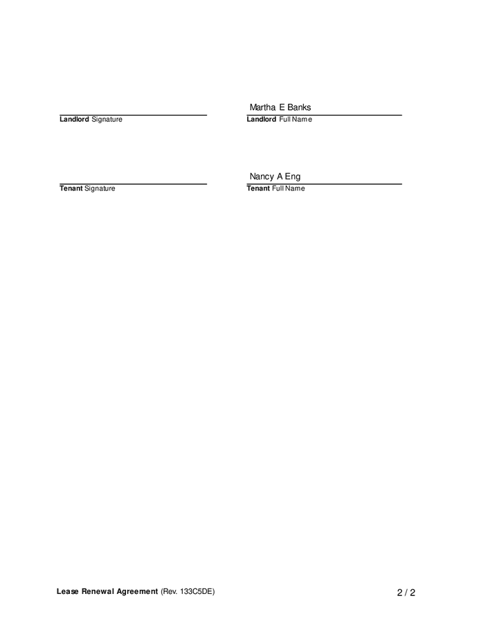 Lease renewal agreement (Illinois) in Word and Pdf formats page 2 of 4