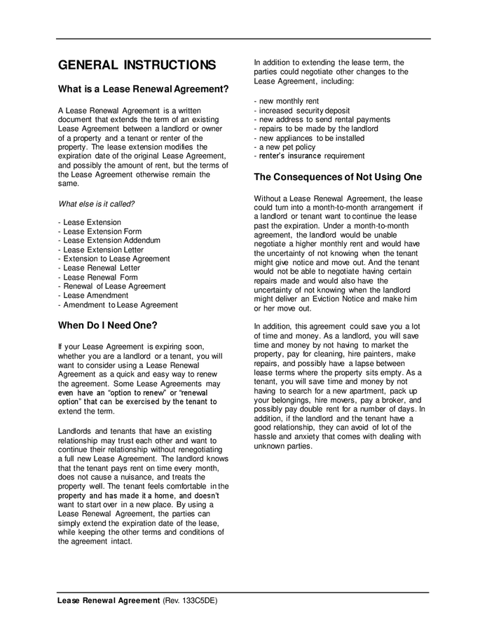 Lease renewal agreement (Illinois) in Word and Pdf formats page 4 of 4