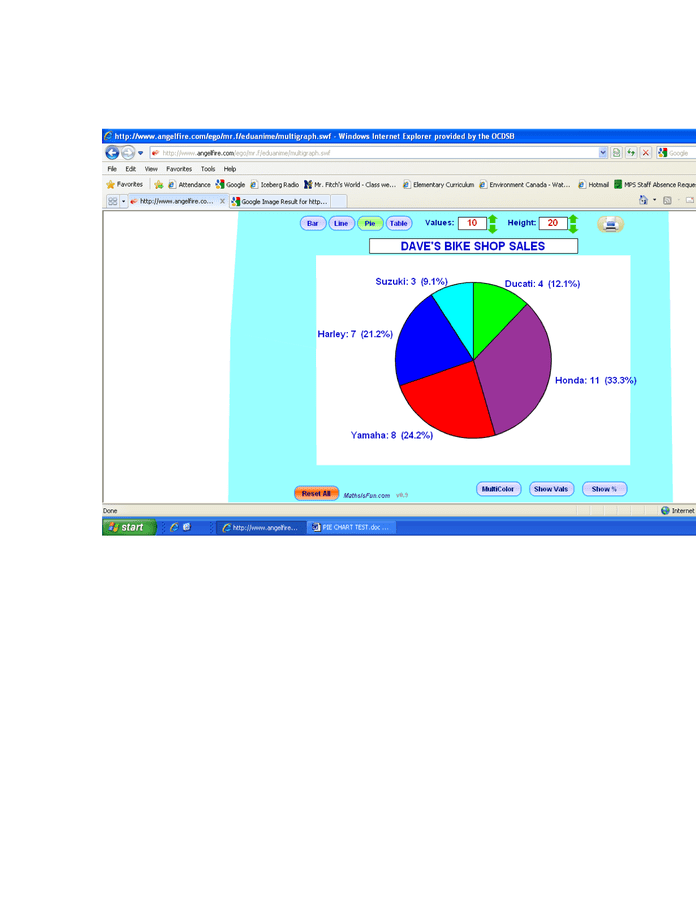 Pie chart test in Word and Pdf formats page 2 of 2