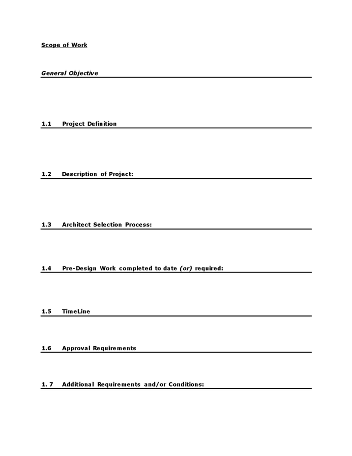 Scope of work template in Word and Pdf formats - page 2 of 2