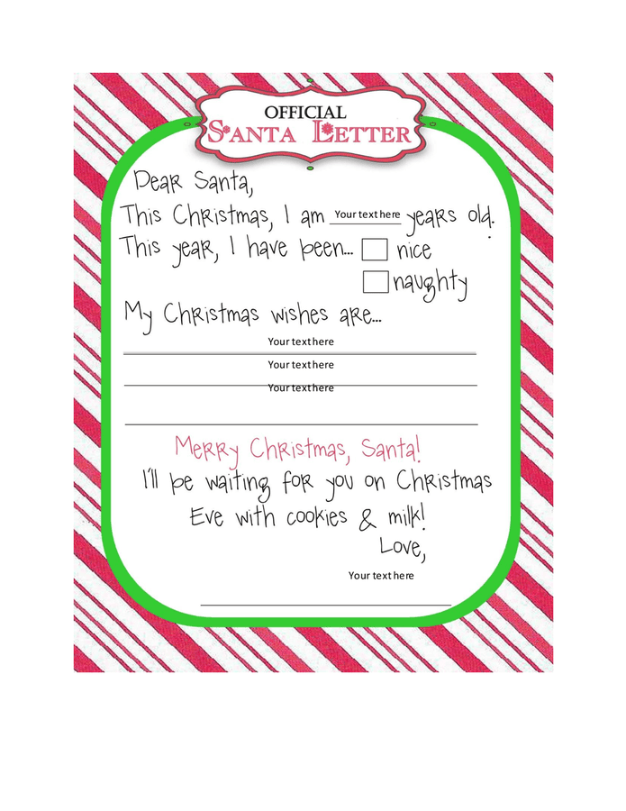 Christmas wish list template in Word and Pdf formats