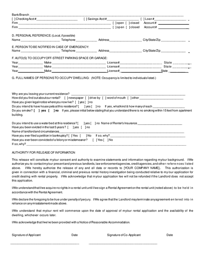 Application for rent in Word and Pdf formats - page 3 of 3