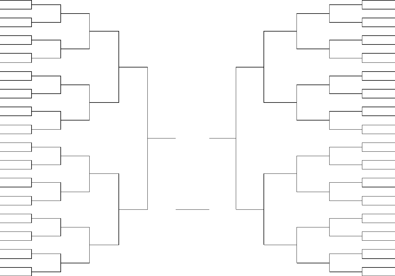 Bracket-style tournament chart in Word and Pdf formats