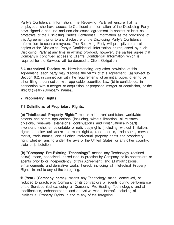 Professional services agreement in word and pdf formats page 6 of 12