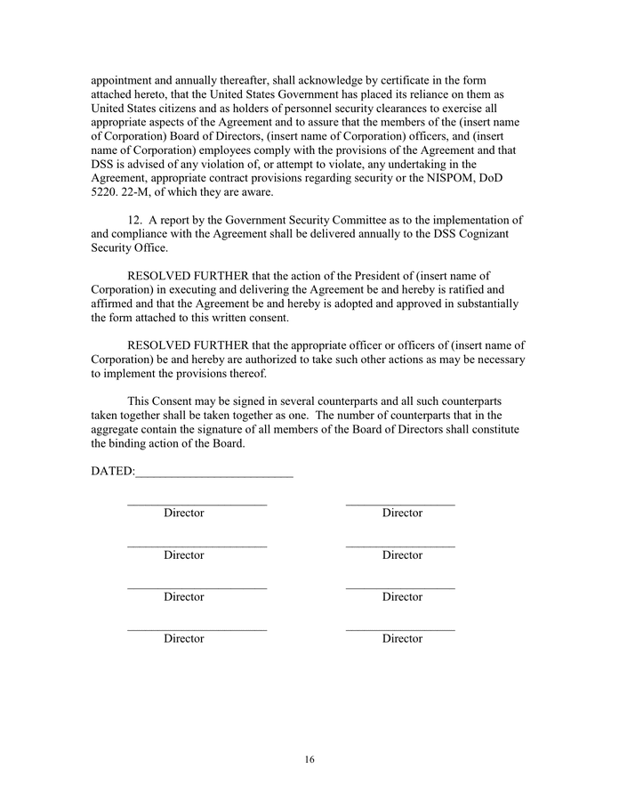 Security Control Agreement in Word and Pdf formats page 16 of 22