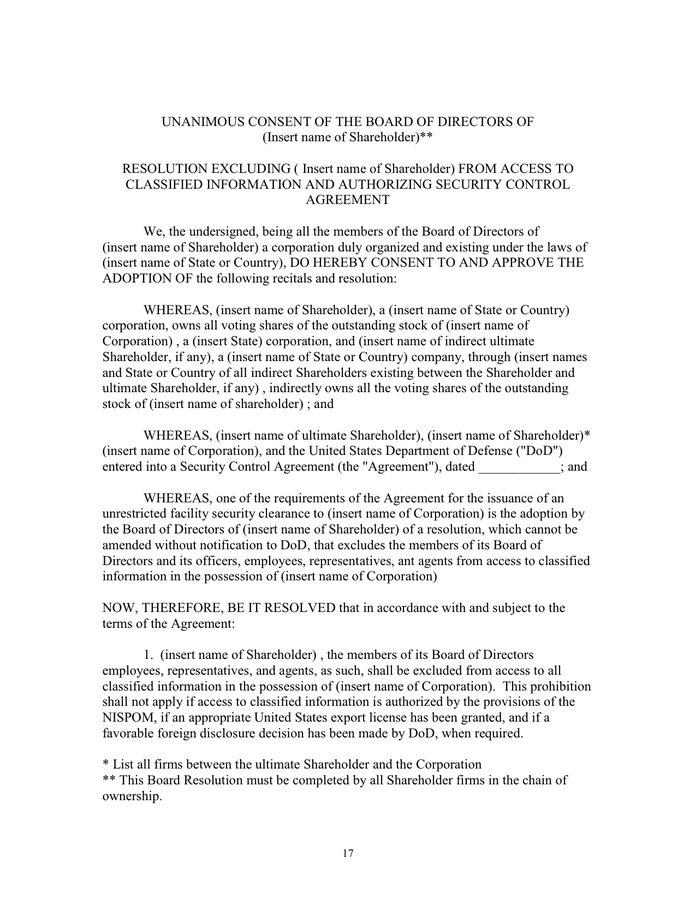 Security Control Agreement in Word and Pdf formats page 17 of 22