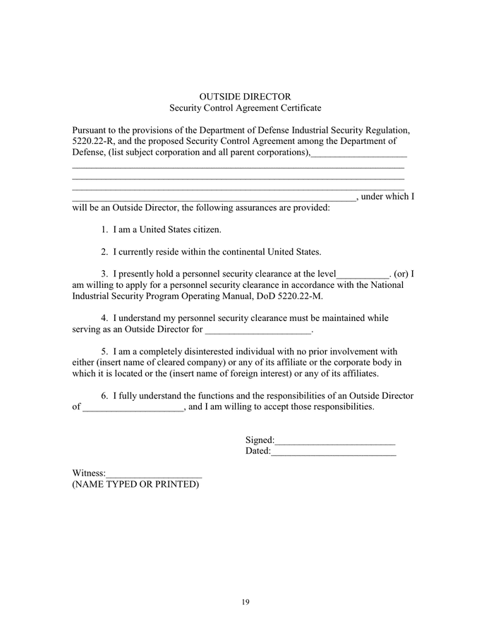 Security Control Agreement in Word and Pdf formats - page 19 of 22