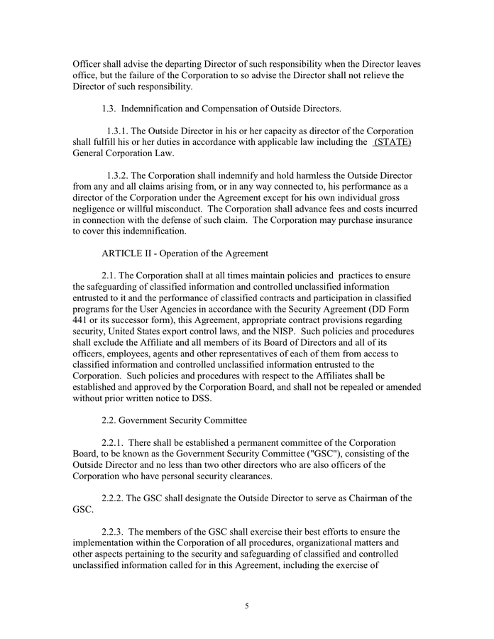 Security Control Agreement in Word and Pdf formats page 5 of 22