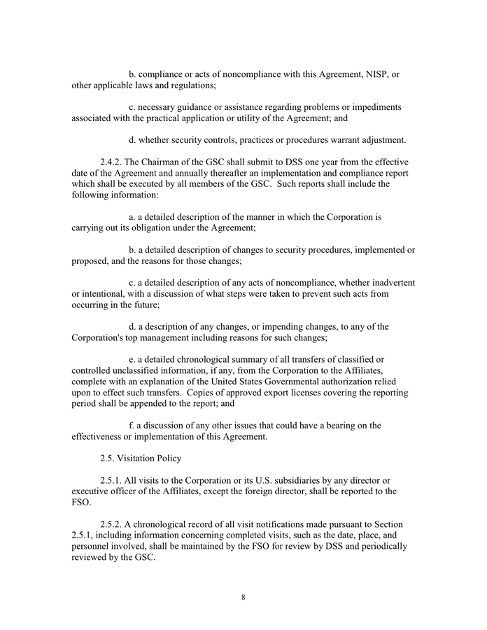 Security Control Agreement in Word and Pdf formats page 8 of 22