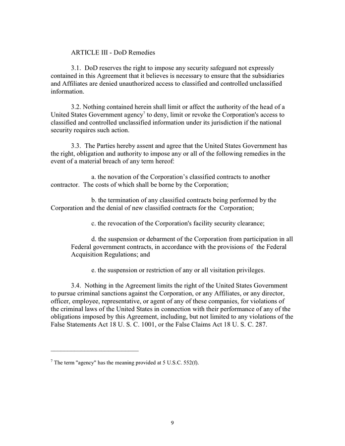 Security Control Agreement in Word and Pdf formats page 9 of 22