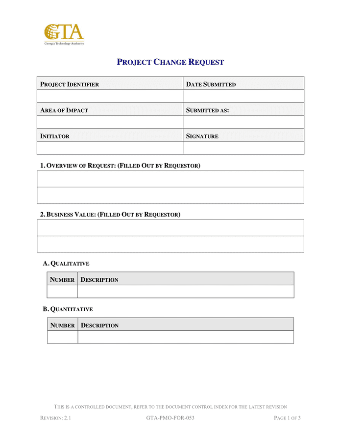 Change Request Form in Word and Pdf formats