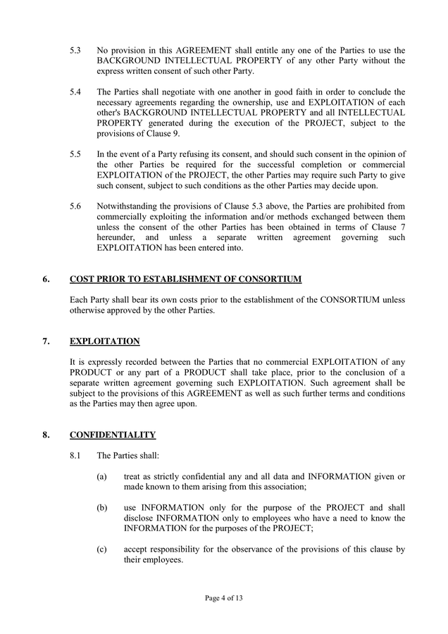 Memorandum of agreement in Word and Pdf formats - page 4 of 13