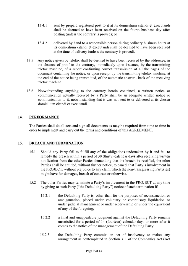 Memorandum of agreement in Word and Pdf formats - page 9 of 13