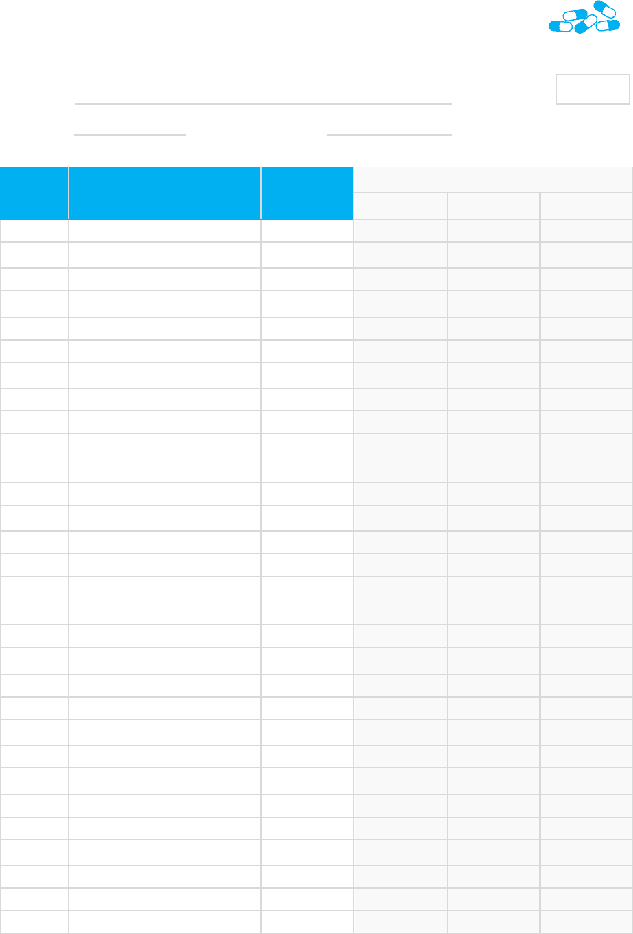 Monthly medication schedule in Word and Pdf formats