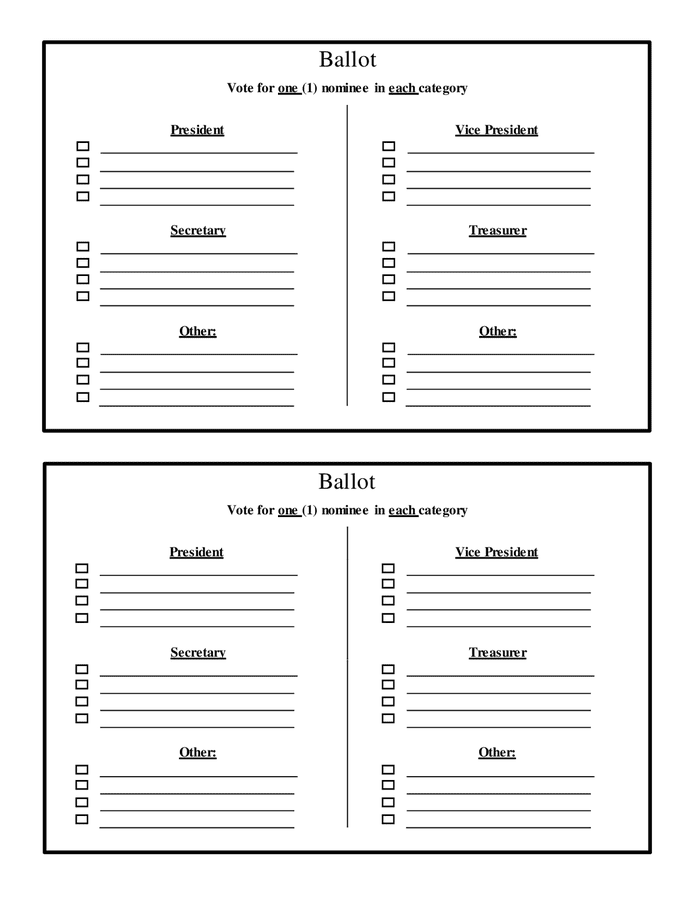 Election Ballot Template In Word And Pdf Formats