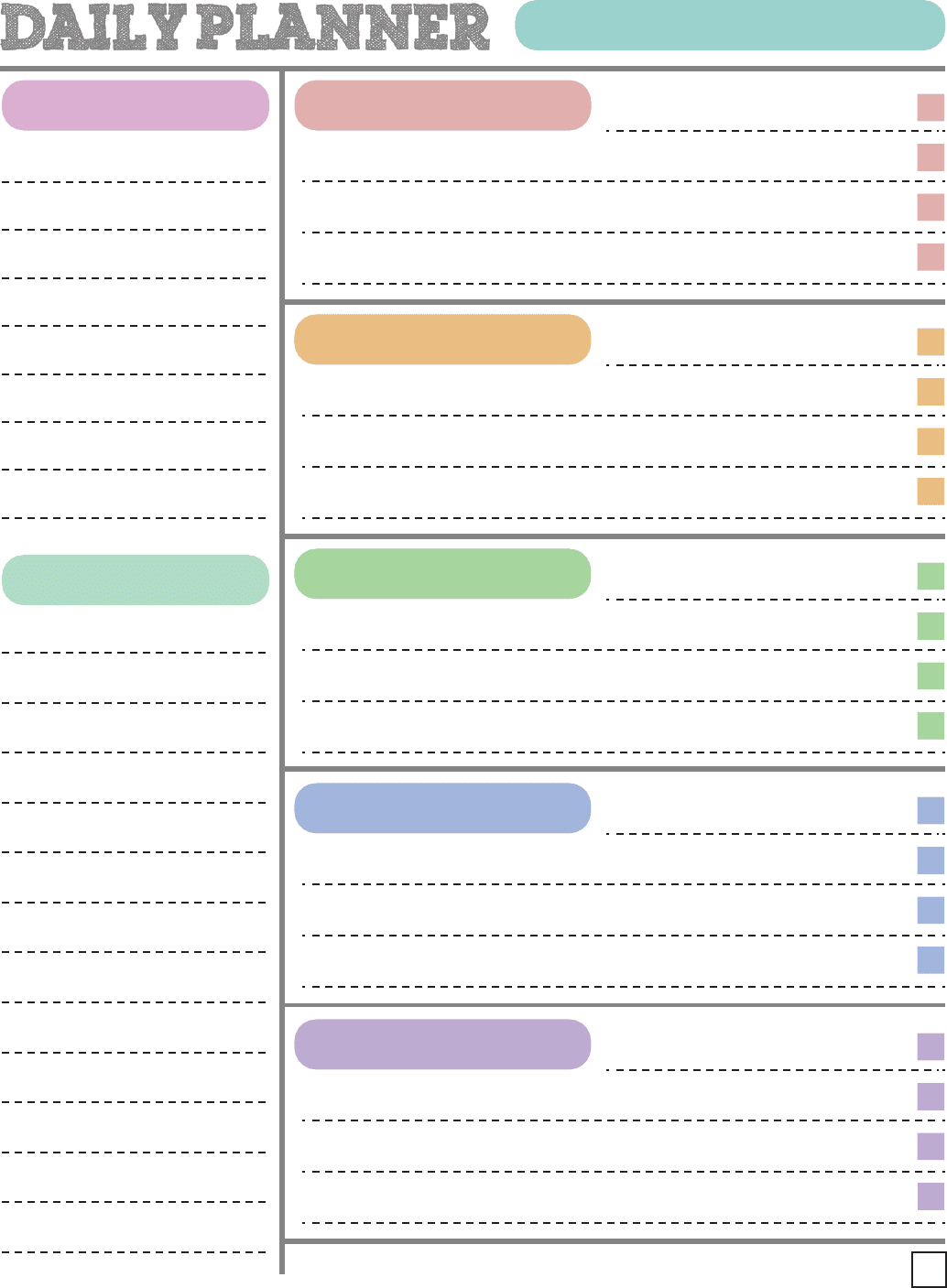 Printable daily planner in Word and Pdf formats