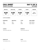 Call sheet template page 1 preview