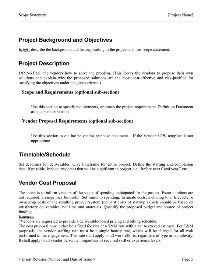 How Do You Write A Project Scope Example