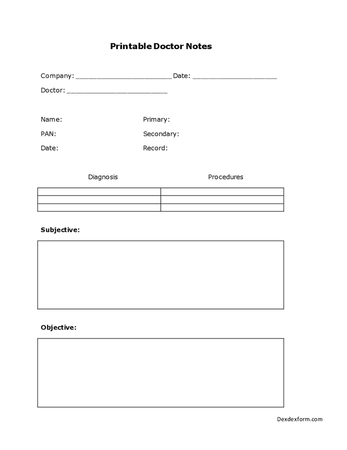 Printable doctor notes in Word and Pdf formats