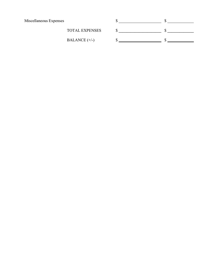 Monthly Personal Budget Worksheet in Word and Pdf formats page 2 of 2