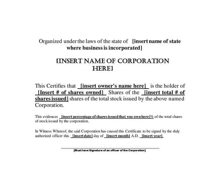 Blank stock certificate template in Word and Pdf formats Blank stock certificate template in Word and Pdf formats