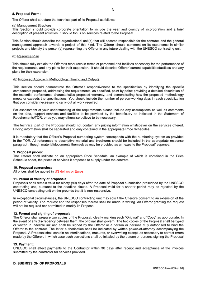 Request for Proposal in Word and Pdf formats page 3 of 12