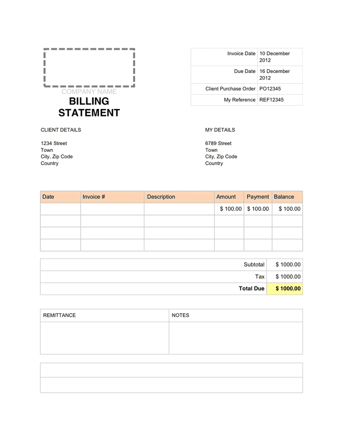 billing template in word