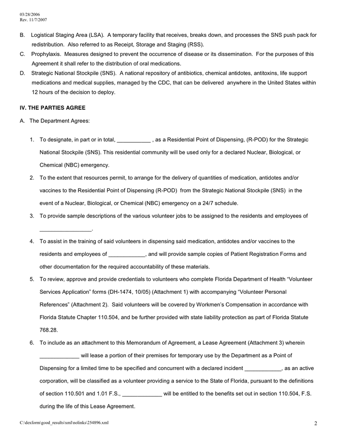 Memorandum of agreement in Word and Pdf formats - page 2 of 11