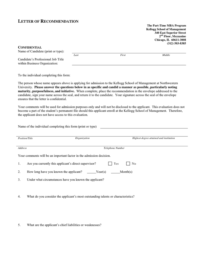 Letter of in Word and Pdf formats